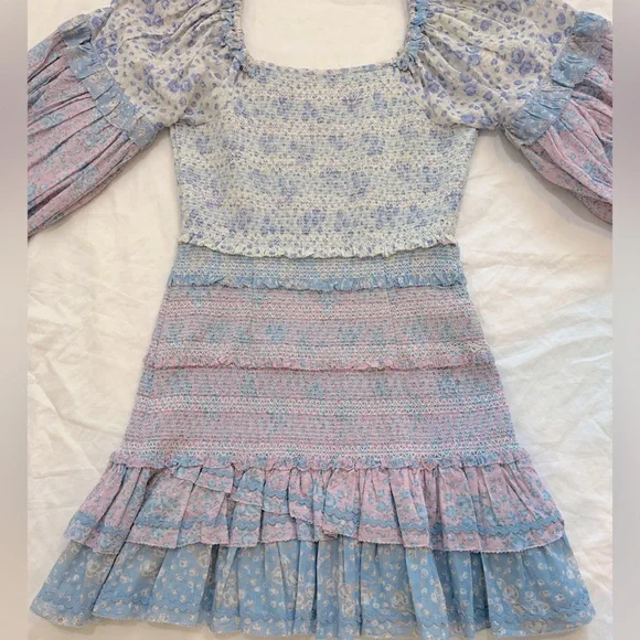 Loveshackfancy Ensley tiered puff sleeve floral mini dress - Picture 6 of 11